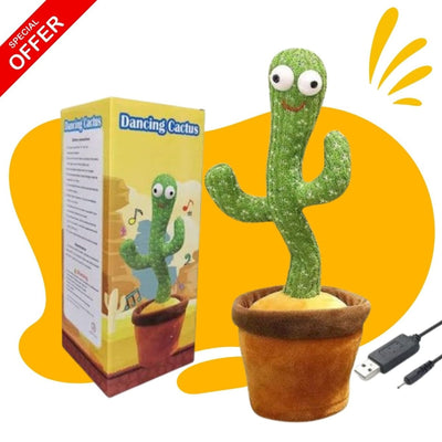 🌵 Dancing Cactus Toy | Singing, Talking, Voice Recording Plush 🎶 USB Rechargeable Educational Gift for Babies & Kids (6M+) – With Cap - Chachy Ki Dukan