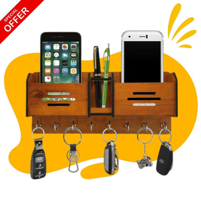 🌟 Stylish Multipurpose Wooden Key Holder 🔑 | Wall Hanging Key Organizer 🏠 | Home & Shop Wall Decoration 🛋️ - Chachy Ki Dukan